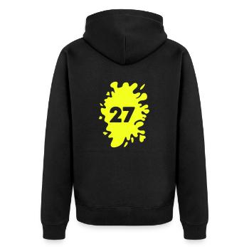 blob 27 - Unisex Premium Organic Zip Hoodie - black - Back - Nico (187cm)