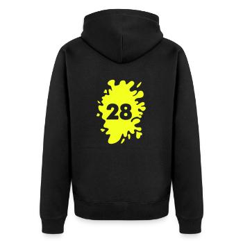 Klecks 28 - Unisex Premium Bio Zip Hoodie - Schwarz - Hinten - Nico (187cm)