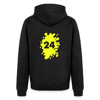 blob 24 - Unisex Premium Organic Zip Hoodie - black - Back - Nico (187cm)