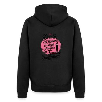 Désolé cet homme est déjà pris par une femme - Veste à capuche bio Premium Unisexe - noir - Dos - Nico (187cm)