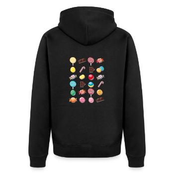 Bonbons und süße Leckereien - Unisex Premium Bio Zip Hoodie - Schwarz - Hinten - Nico (187cm)