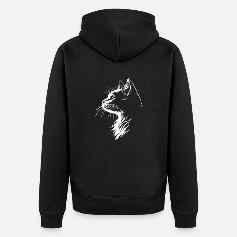 Silhouette de chat - Veste à capuche bio Premium Unisexe - noir