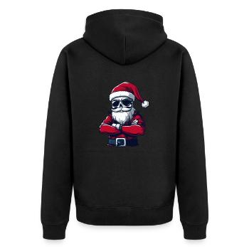 Weihnachtsmann Skull - Unisex Premium Bio Zip Hoodie - Schwarz - Hinten - Nico (187cm)