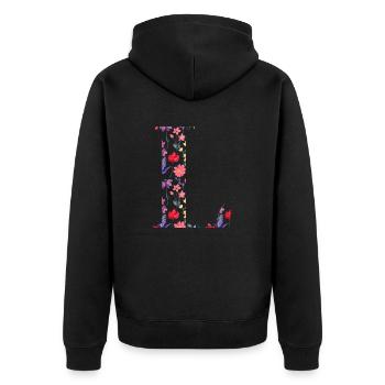 Personalized floral letter l - gift idea - Unisex Premium Organic Zip Hoodie - black - Back - Nico (187cm)