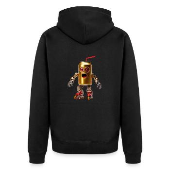 Beer can with straw - Unisex Premium Organic Zip Hoodie - black - Back - Nico (187cm)
