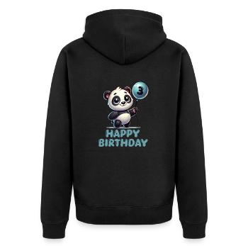 panda comic ballon birthday 3 - Unisex Premium Bio Zip Hoodie - Schwarz - Hinten - Nico (187cm)