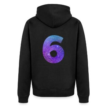 Number 6 galaxy - Unisex Premium Organic Zip Hoodie - black - Back - Nico (187cm)