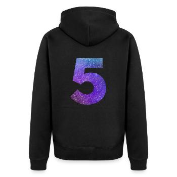 Number 5 galaxy - Unisex Premium Organic Zip Hoodie - black - Back - Nico (187cm)