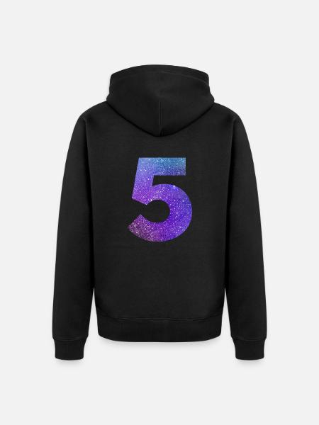 Number 5 galaxy - Unisex Premium Organic Zip Hoodie - black