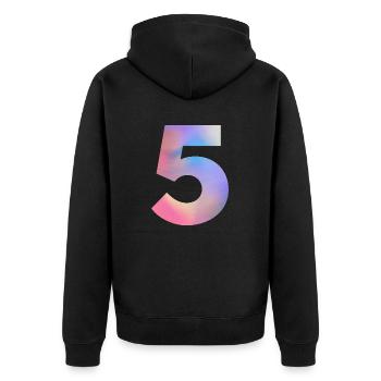 Colorful Number 5 - Unisex Premium Organic Zip Hoodie - black - Back - Nico (187cm)