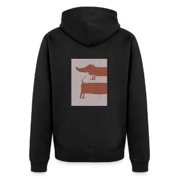 Dachshund Fabric Fabric - Unisex Premium Organic Zip Hoodie - black - Back - Nico (187cm)