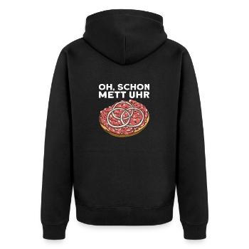 Nacht Uhrzeit Mannes Mett Mettbrötchen Witzig - Unisex Premium Bio Zip Hoodie - Schwarz - Hinten - Nico (187cm)