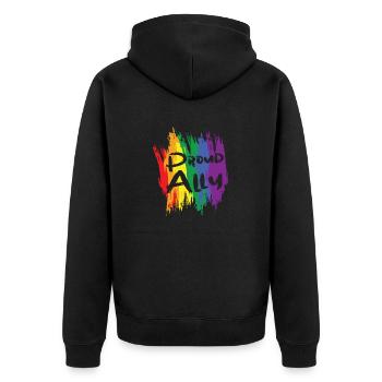 LGBTQ+ Pride LGBT Proud Ally Homo Regenbogen - Unisex Premium Bio Zip Hoodie - Schwarz - Hinten - Nico (187cm)