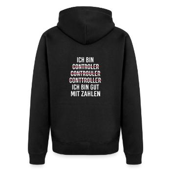 Ich bin Controller Beruf Fehler Buchstabieren Witz - Unisex Premium Bio Zip Hoodie - Schwarz - Hinten - Nico (187cm)
