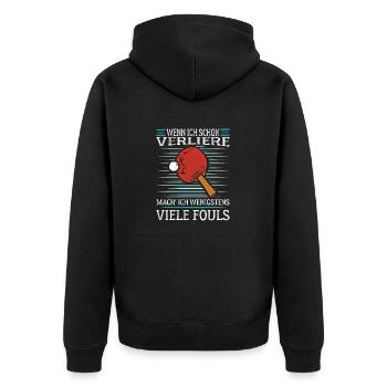 Tischtennis Fouls verlieren Spruch Lustig Humor - Unisex Premium Bio Zip Hoodie - Schwarz - Hinten - Nico (187cm)