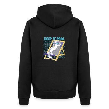 Ice Cream Summer Beach Ice Cream Holiday Cat - Unisex Premium Organic Zip Hoodie - black - Back - Nico (187cm)