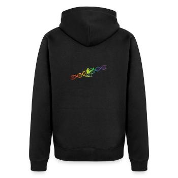 DNA Helix Regenbogen Genetik Calisthenics Bunt - Unisex Premium Bio Zip Hoodie - Schwarz - Hinten - Nico (187cm)