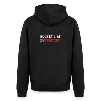 Bucket List Betrunken Werden Saufen Bier Feiern - Unisex Premium Bio Zip Hoodie - Schwarz - Hinten - Nico (187cm)