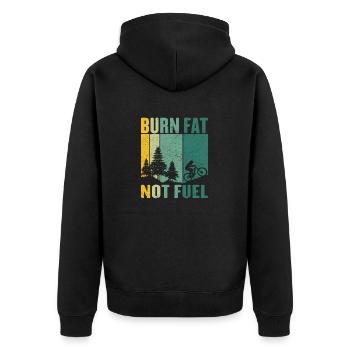 Fahrrad fahren Umweltschutz Sprit sparen Sport - Unisex Premium Bio Zip Hoodie - Schwarz - Hinten - Nico (187cm)
