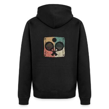 Padel Paddleball Padelspiel Tennis Ballspiel Retro - Unisex Premium Bio Zip Hoodie - Schwarz - Hinten - Nico (187cm)