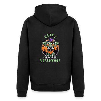Happy Hallowoof Halloween Dog - Unisex Premium Organic Zip Hoodie - black - Back - Nico (187cm)