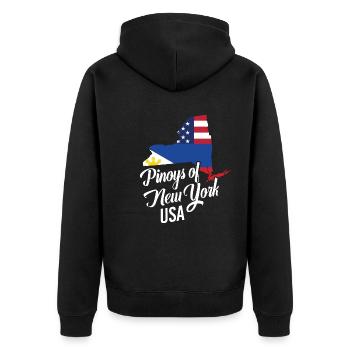 Filipinos of New York Design für stolze Fil-Ams - Unisex Premium Bio Zip Hoodie - Schwarz - Hinten - Nico (187cm)