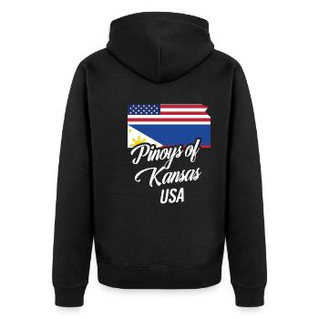 Filipinos of Kansas Design für stolze Fil-Ams - Unisex Premium Bio Zip Hoodie - Schwarz - Hinten - Nico (187cm)