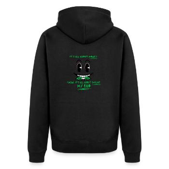 Gruselig lustig Alles über Geld lächelnder Gesichtswitz - Unisex Premium Bio Zip Hoodie - Schwarz - Hinten - Nico (187cm)