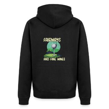 Fairways and Fine Wines - Golf and Wine - Unisex Premium Organic Zip Hoodie - black - Back - Nico (187cm)