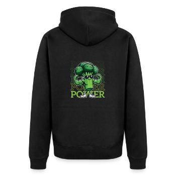 Vegan Vegetarisch Brokkoli Fitness Bodybuilding - Unisex Premium Bio Zip Hoodie - Schwarz - Hinten - Nico (187cm)