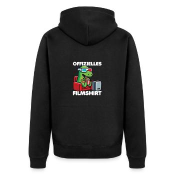 Offizielles Filmshirt Filmfans Cineasten T-Rex - Unisex Premium Bio Zip Hoodie - Schwarz - Hinten - Nico (187cm)