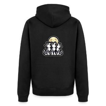 Süße Wolf Welpen heulen Mond Cartoon Stil - Unisex Premium Bio Zip Hoodie - Schwarz - Hinten - Nico (187cm)