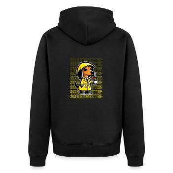 Schietwetter Dackel Hundebesitzer Regen Norden - Unisex Premium Bio Zip Hoodie - Schwarz - Hinten - Nico (187cm)