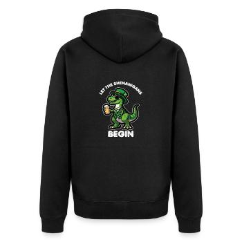 La Saint-Patrick T-Rex dinosaure bière Shenanigan - Veste à capuche bio Premium Unisexe - noir - Dos - Nico (187cm)
