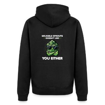 Brussels Sprouts Lover Funny Vegetable - Unisex Premium Organic Zip Hoodie - black - Back - Nico (187cm)