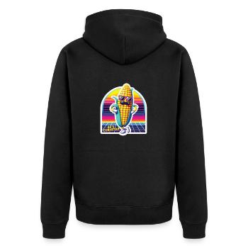 Drôle de maïs avec des lunettes de soleil amateur Vaporwave Joke - Veste à capuche bio Premium Unisexe - noir - Dos - Nico (187cm)