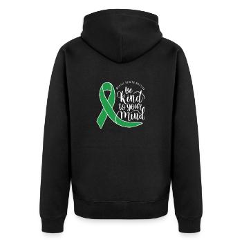 Be kind to your mind Mental Health Awareness - Unisex Premium Organic Zip Hoodie - black - Back - Nico (187cm)