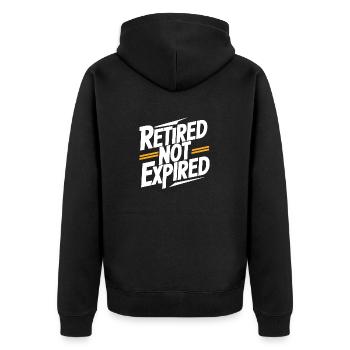 Retired but not expired Funny Retirement - Unisex Premium Organic Zip Hoodie - black - Back - Nico (187cm)
