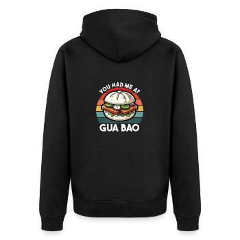 Gua Bao Asian Food Lover China Vietnam Japan - Unisex Premium Organic Zip Hoodie - black - Back - Nico (187cm)