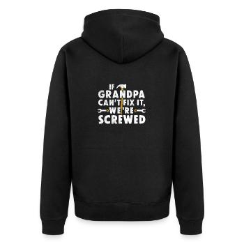Wenn Opa es nicht reparieren kann Lustiger Opa Handwerker - Unisex Premium Bio Zip Hoodie - Schwarz - Hinten - Nico (187cm)