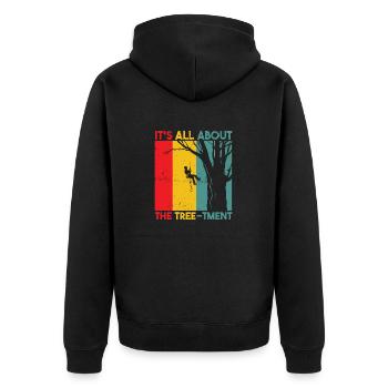 Funny Arborist Pun Tree Climbing Humor - Unisex Premium Organic Zip Hoodie - black - Back - Nico (187cm)