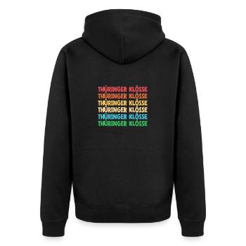 Deutsches Essen Klöße Thüringen Mundart Dialekt - Unisex Premium Bio Zip Hoodie - Schwarz - Hinten - Nico (187cm)