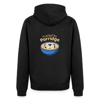 Lustiger Porridge Gesundes Essen Haferflocken Frühstück - Unisex Premium Bio Zip Hoodie - Schwarz - Hinten - Nico (187cm)