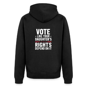 Votez comme si les droits de votre fille en dépendaient - Veste à capuche bio Premium Unisexe - noir - Dos - Nico (187cm)