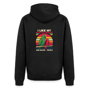 Lustiger Eclectus-Papagei sagt Vogelbesitzer Haustier - Unisex Premium Bio Zip Hoodie - Schwarz - Hinten - Nico (187cm)