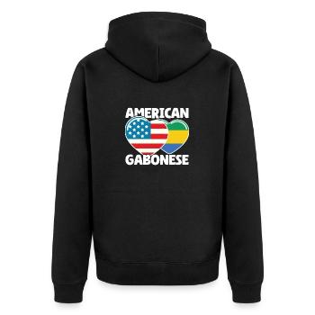 Gabunische Wurzeln und Gabunische Amerikanische Flagge - Unisex Premium Bio Zip Hoodie - Schwarz - Hinten - Nico (187cm)