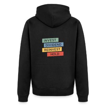 Lustige finanzielle Unabhängigkeit von Dividendeninvestoren - Unisex Premium Bio Zip Hoodie - Schwarz - Hinten - Nico (187cm)