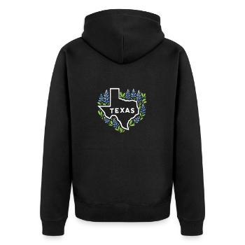 Bluebonnet Texas Routen USA Liebe Texas Mädchen Jungen - Unisex Premium Bio Zip Hoodie - Schwarz - Hinten - Nico (187cm)