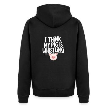I think my Pig is Whistling Deutsch Denglisch Spri - Unisex Premium Bio Zip Hoodie - Schwarz - Hinten - Nico (187cm)