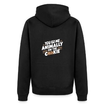 You go me animally on the cookie Deutsch Denglisch - Unisex Premium Bio Zip Hoodie - Schwarz - Hinten - Nico (187cm)